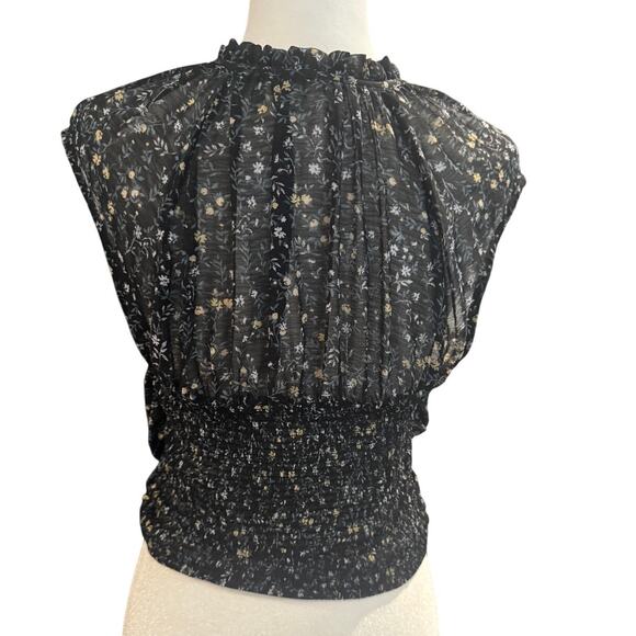 FREE PEOPLE Ma Cherie Black Floral Blouse in Size Small - Picture 4 of 7
